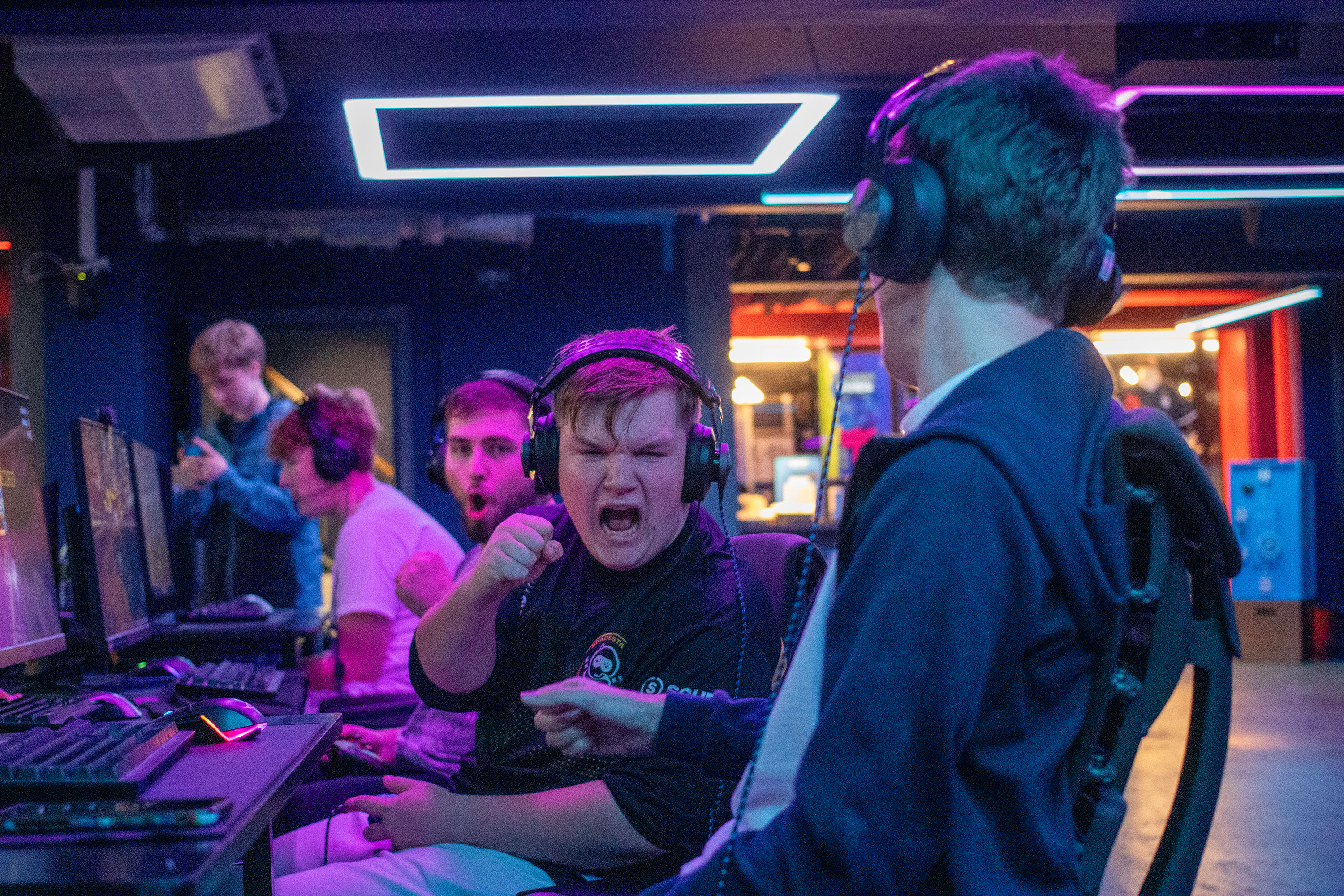 Fist bumps after scoring a goal in Rocket League